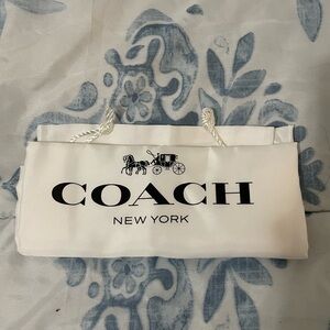 Coach White Drawstring Dust Bag with Black Logo